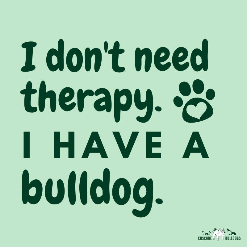 I don't need therapy. I have a bulldog.